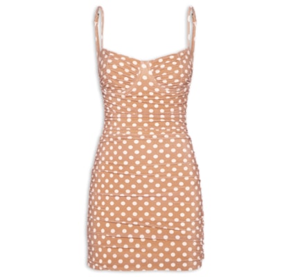 Vestido Meia Taça Vestô Estampado Poá Florence - Marrom