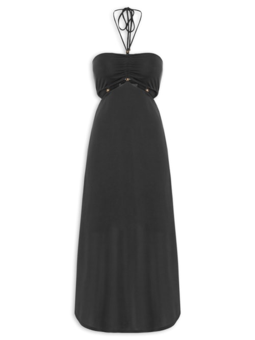 Vestido Metais Decote - Preto