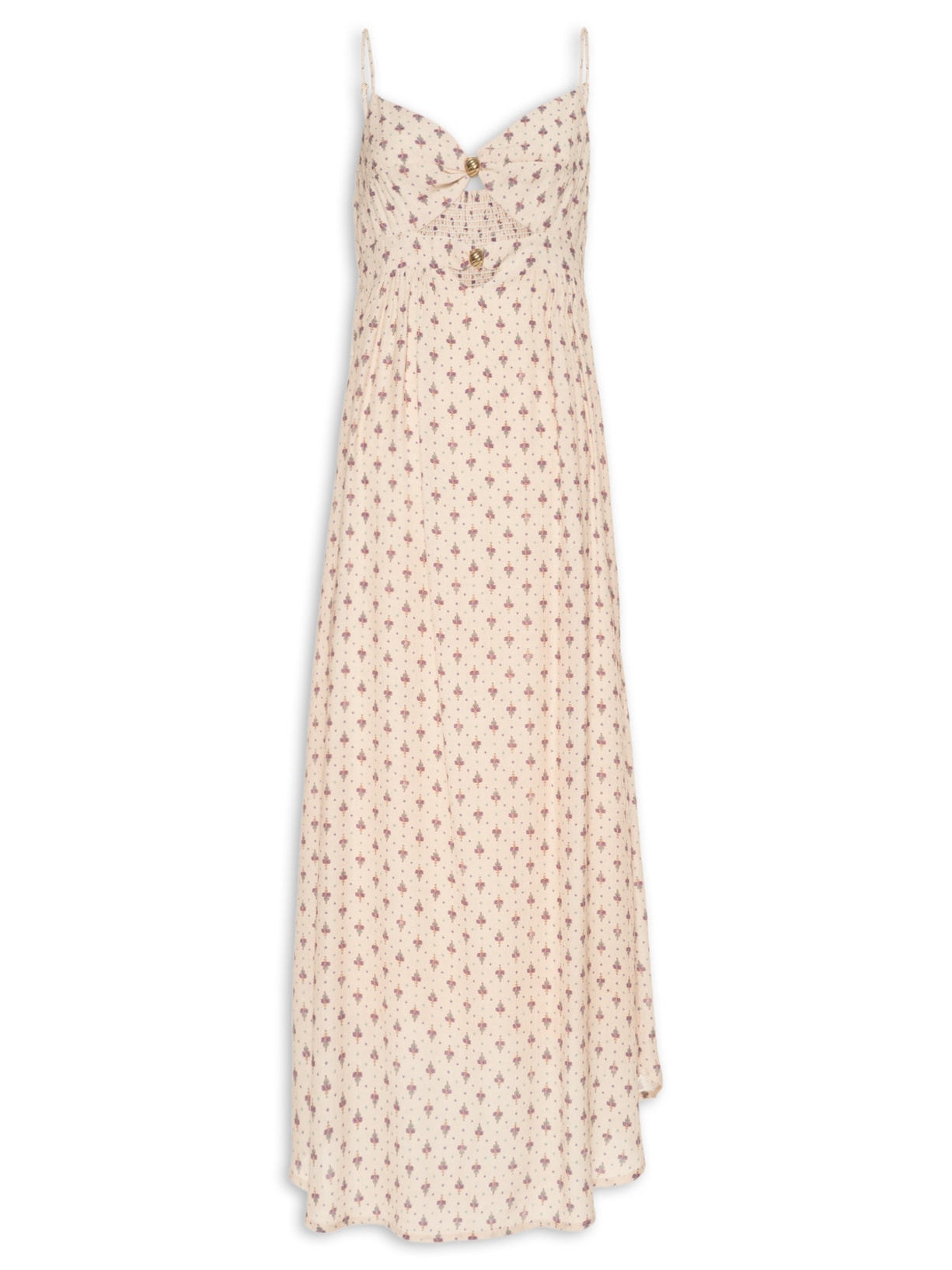 Vestido Metais Estampa Zaz - Bege