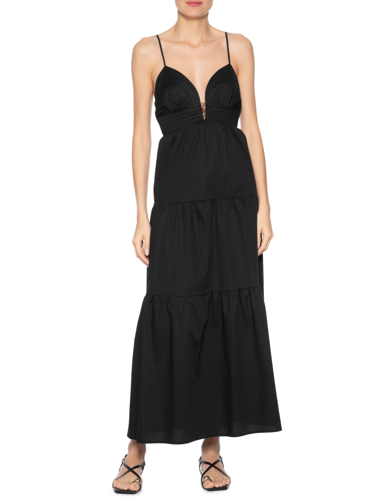 Vestido Metal Decote Preto Le Lis