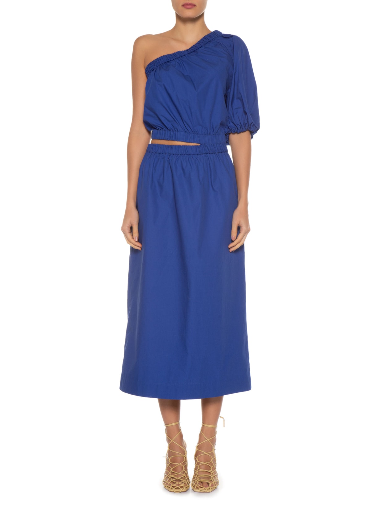 Vestido Midi Abertura Lateral Azul Animale