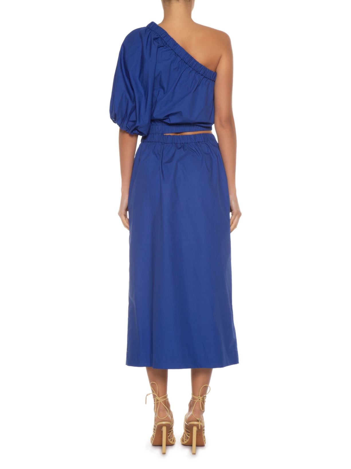 Vestido Midi Abertura Lateral Azul Animale