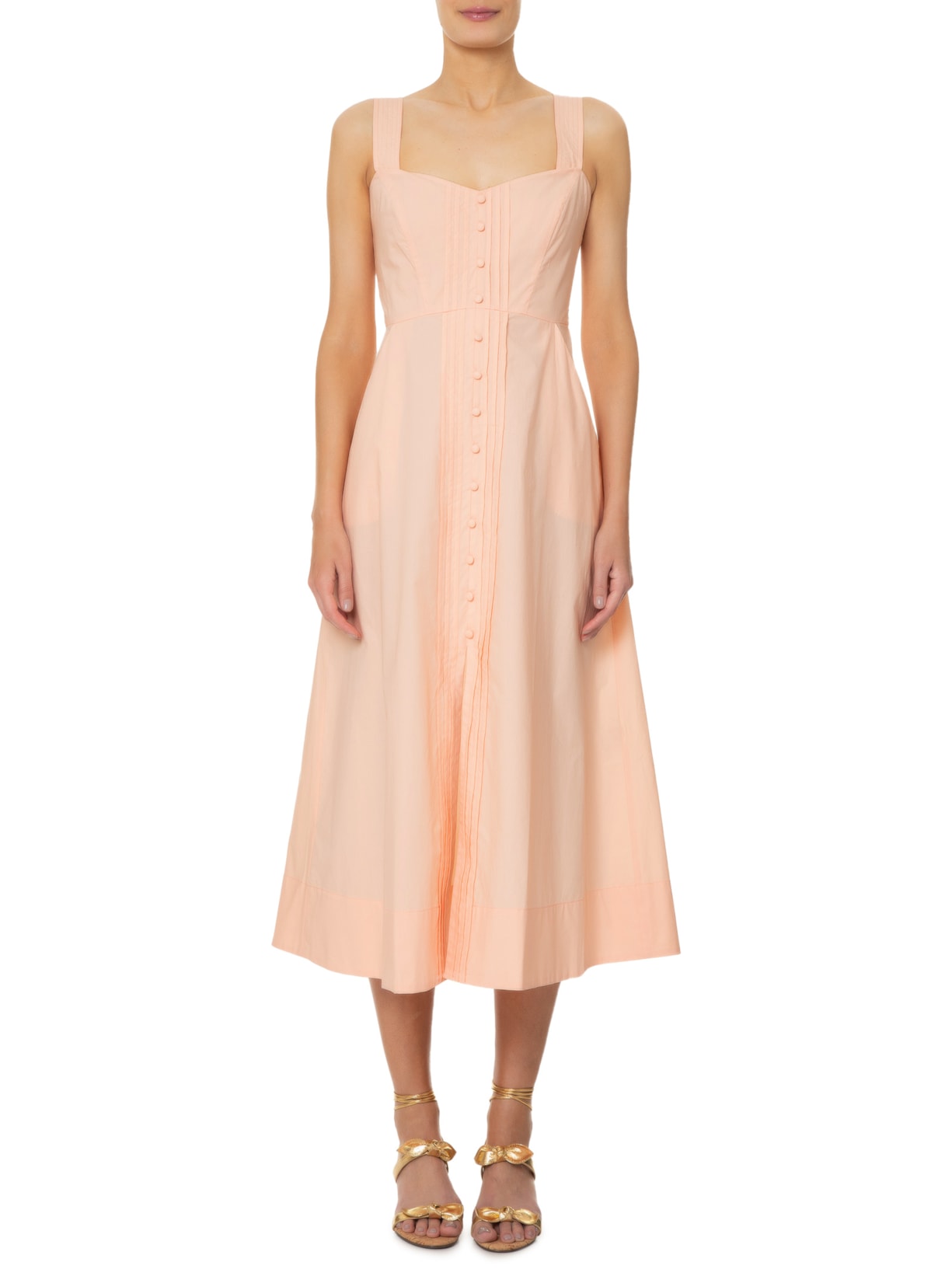 Vestido Midi Abotoamento Frente Rosa Animale