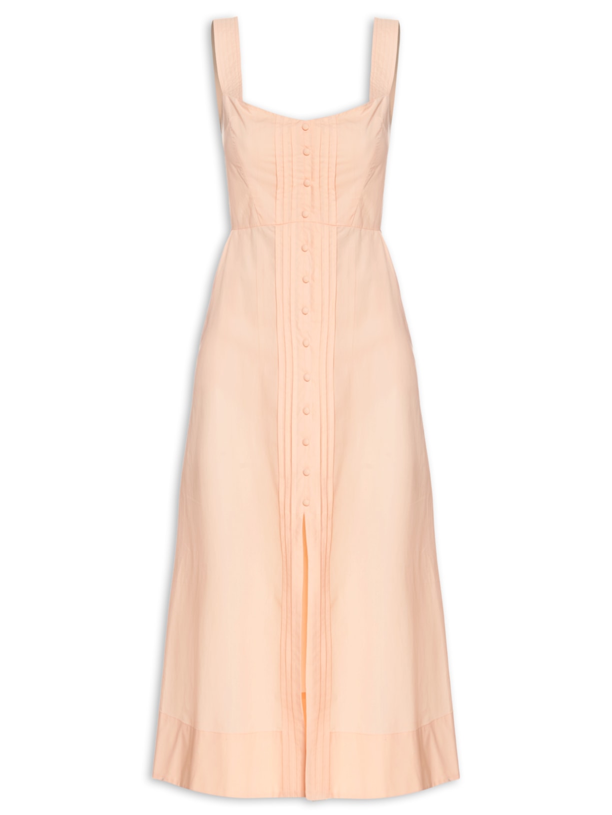 Vestido Midi Abotoamento Frente Rosa Animale