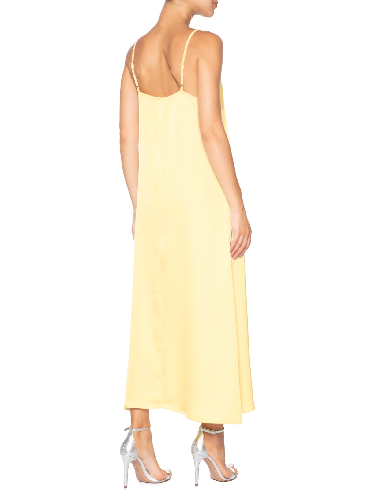 Vestido Midi Acetinado Amarelo Market 33