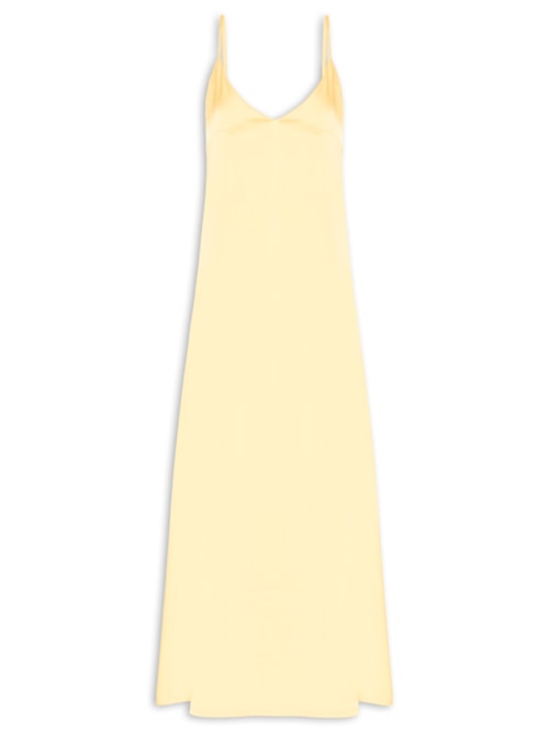 Vestido Midi Acetinado - Amarelo