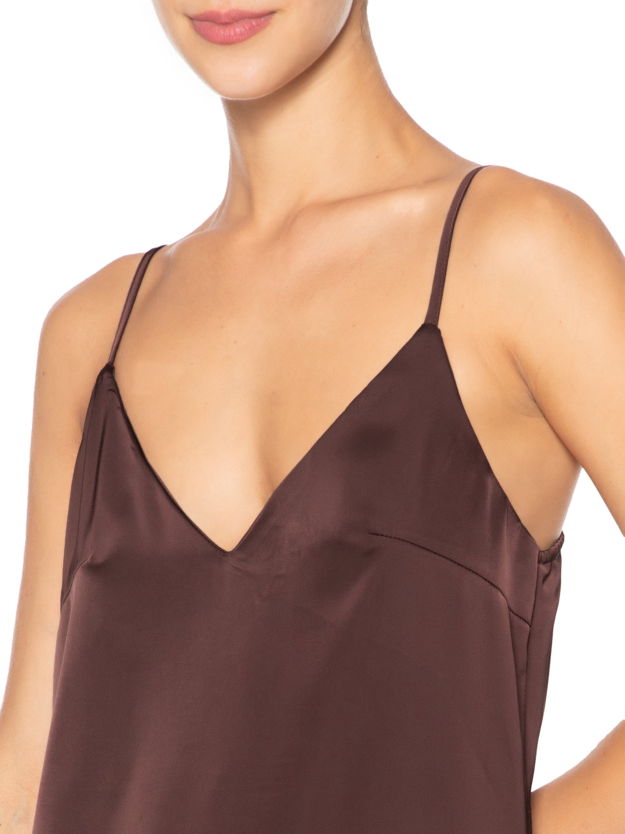 Vestido Midi Acetinado Marrom Market 33