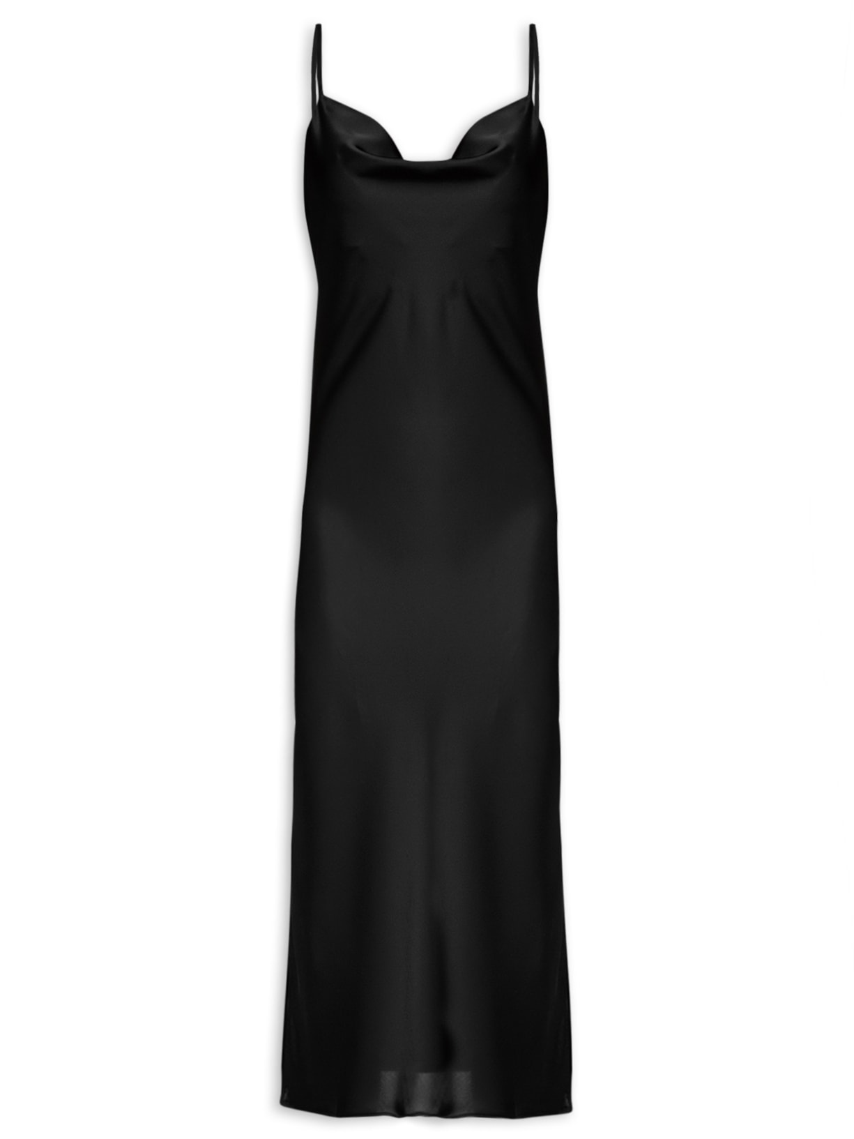 Vestido Midi Acetinado - Preto