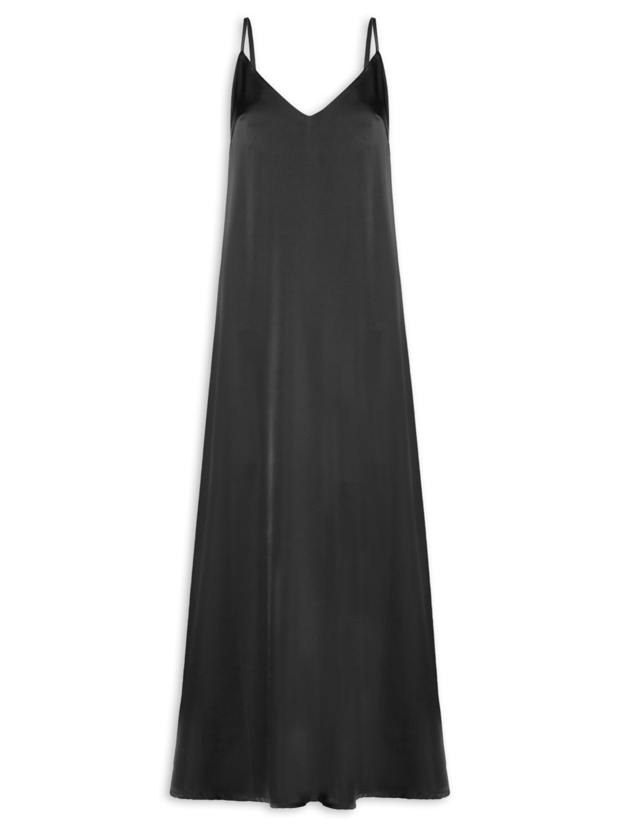 Vestido Midi Acetinado - Preto