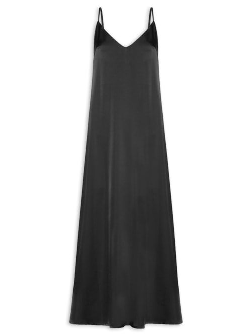 Vestido Midi Acetinado - Preto