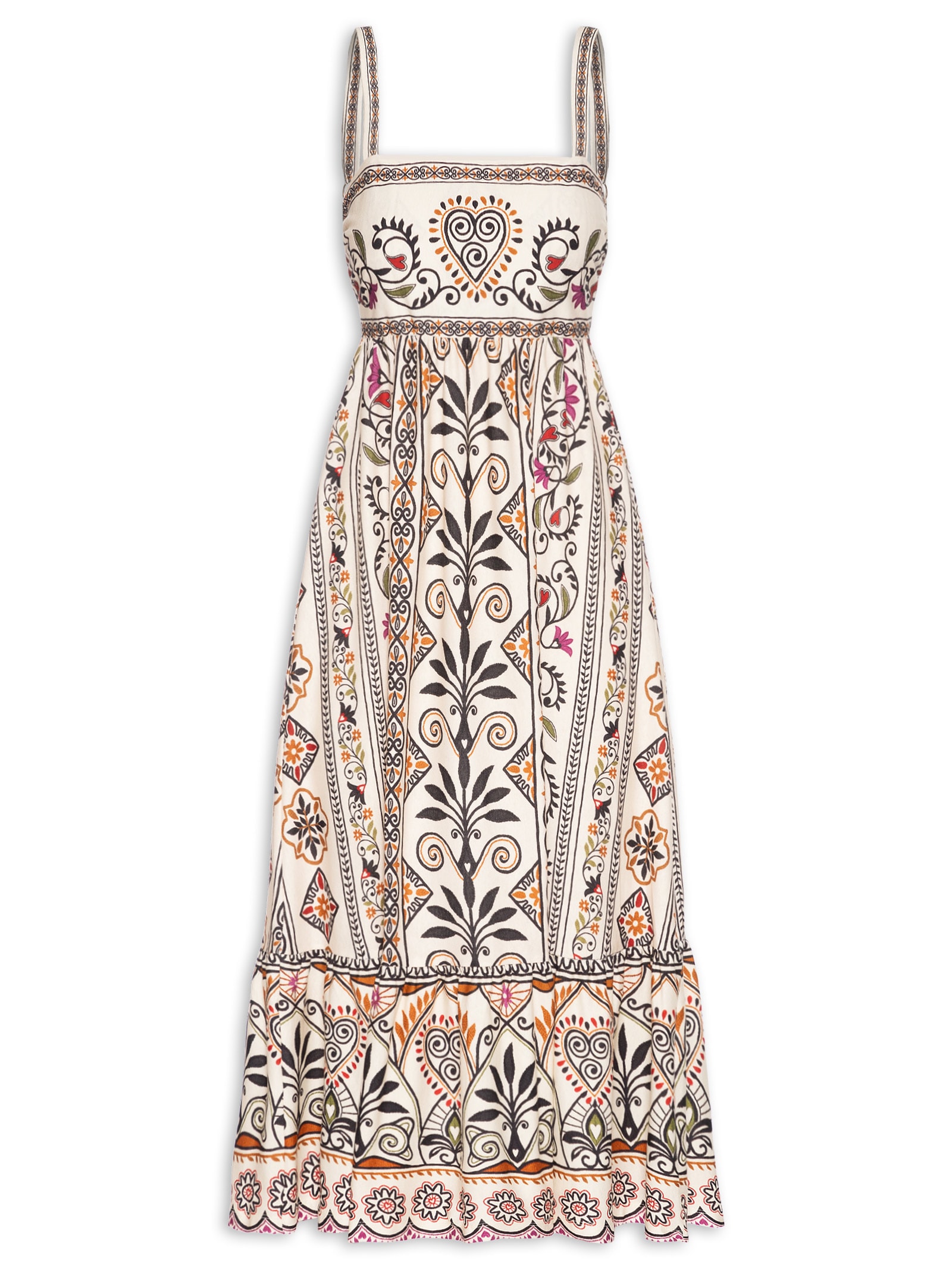 Farm - Vestido Midi Adriele - Off White