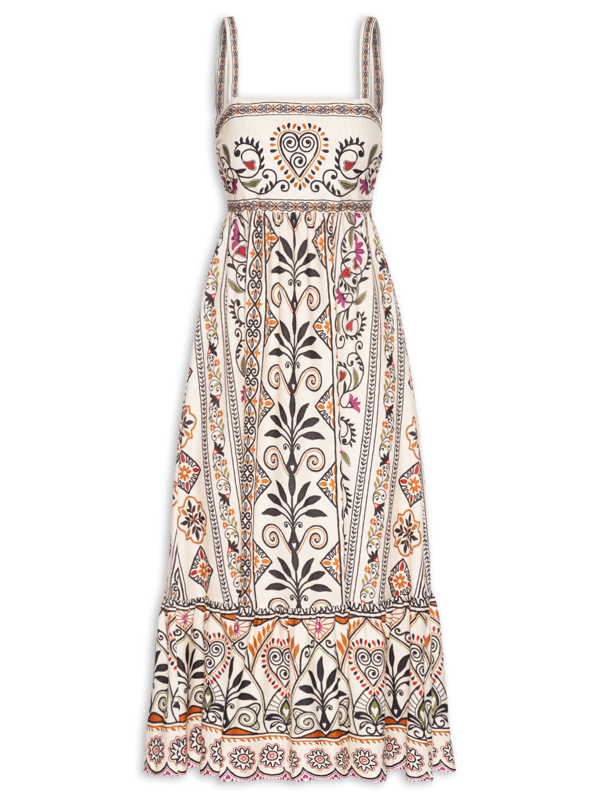 Vestido Midi Adriele Off White Farm