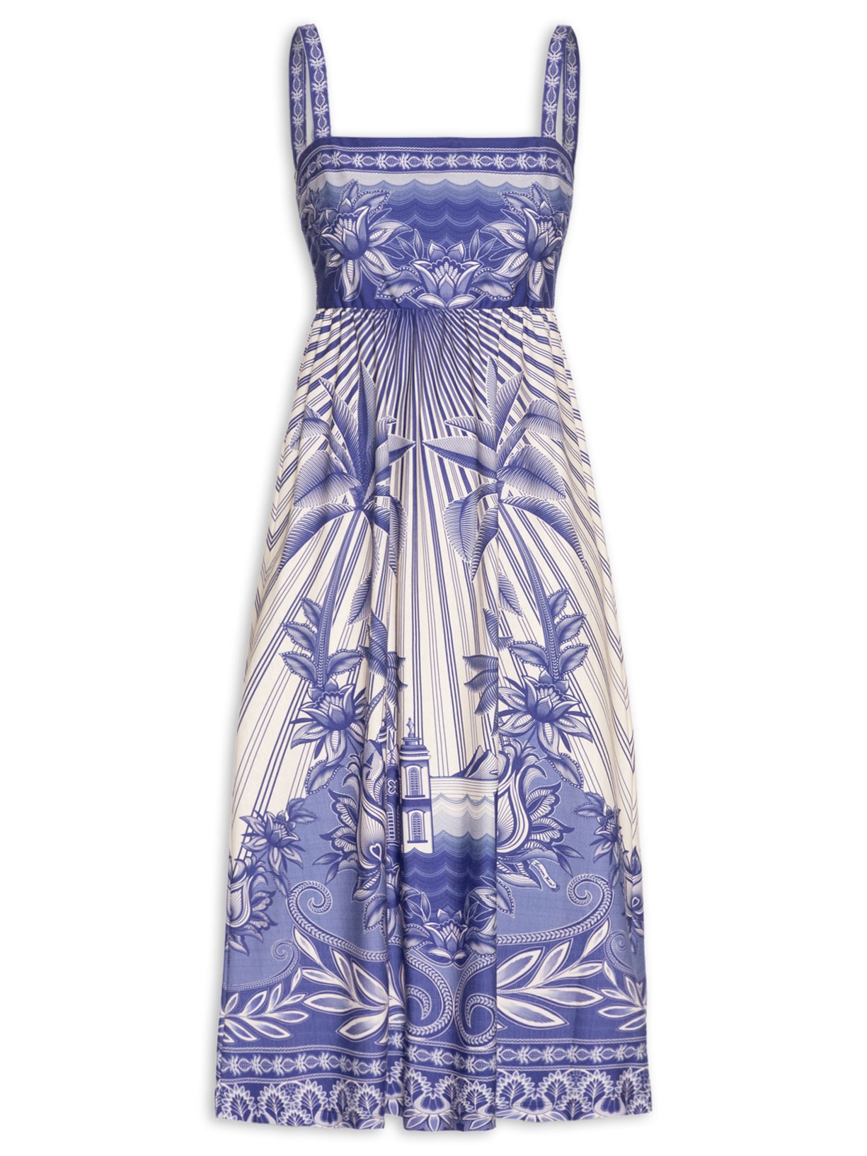 Vestido Midi Afeto Tropical - Azul