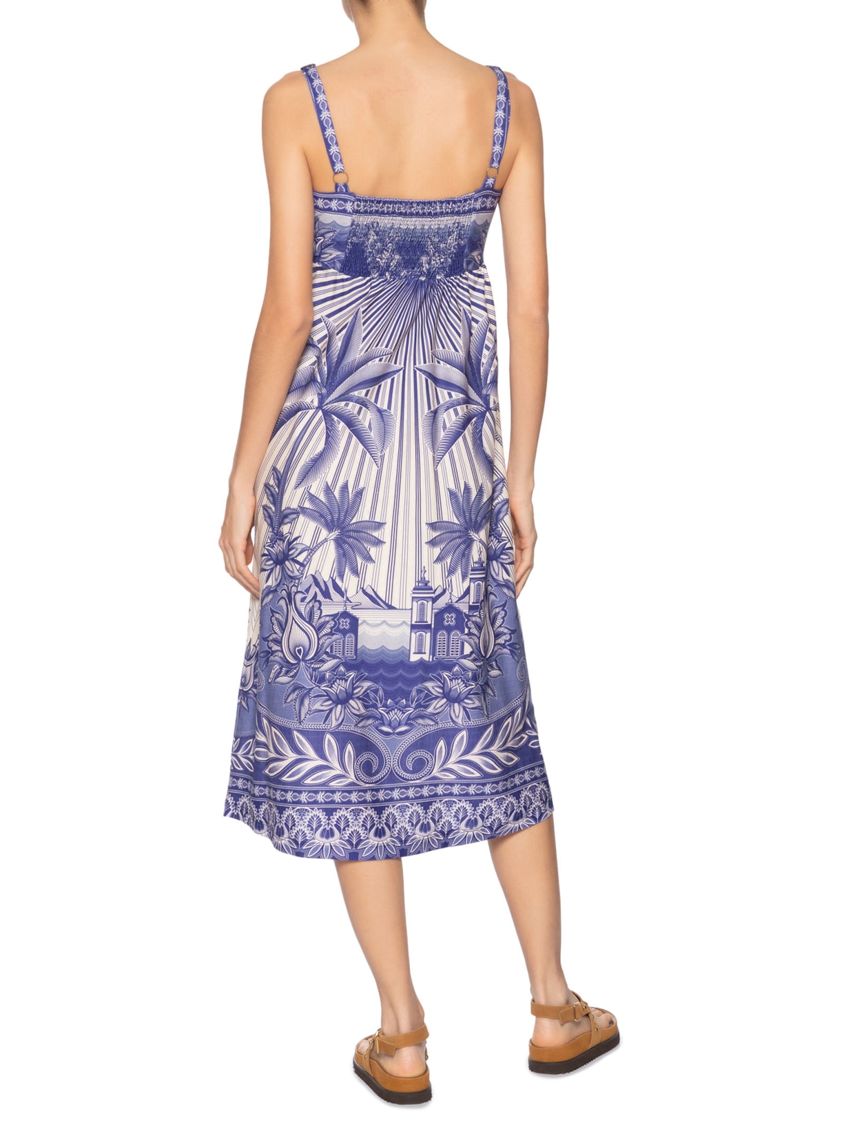 Vestido Midi Afeto Tropical Azul Farm