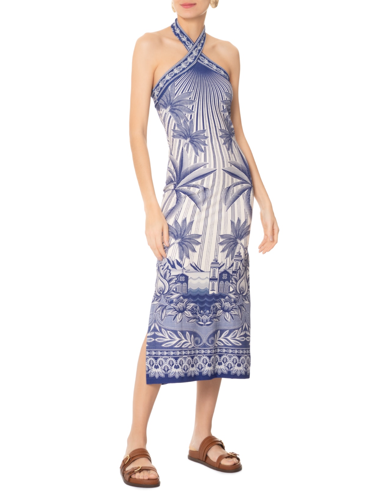 Vestido Midi Afeto Tropical Branco Farm