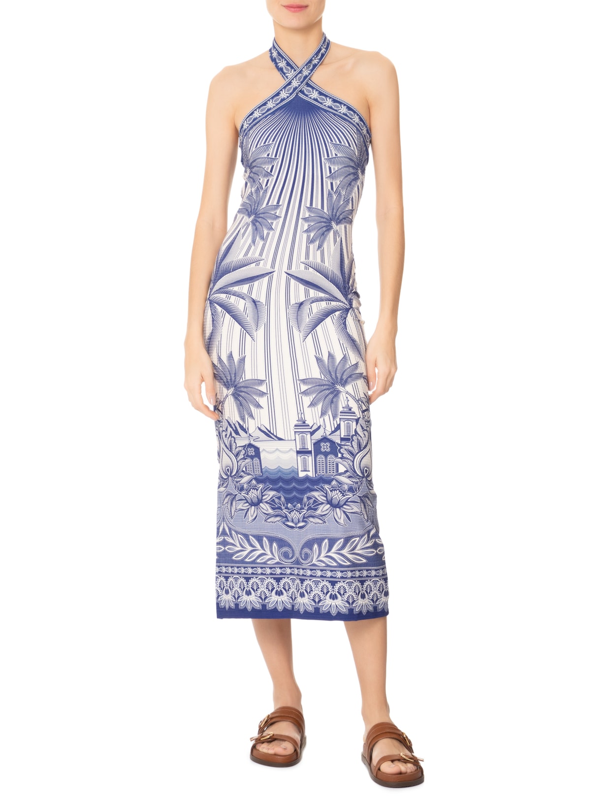 Vestido Midi Afeto Tropical Branco Farm