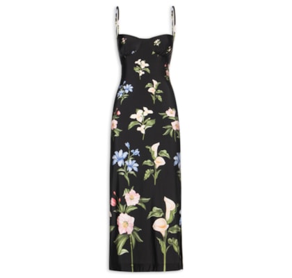Vestido Midi Água De Flor - Preto
