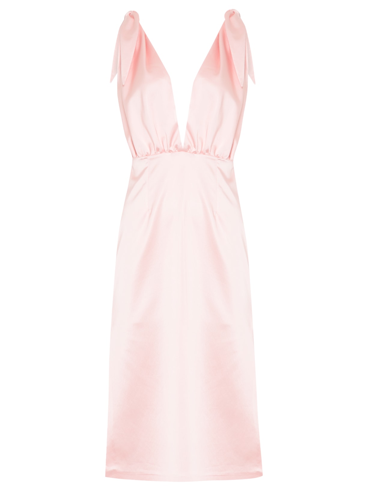 Vestido Midi Alça Amaração De Crepe - Rosa