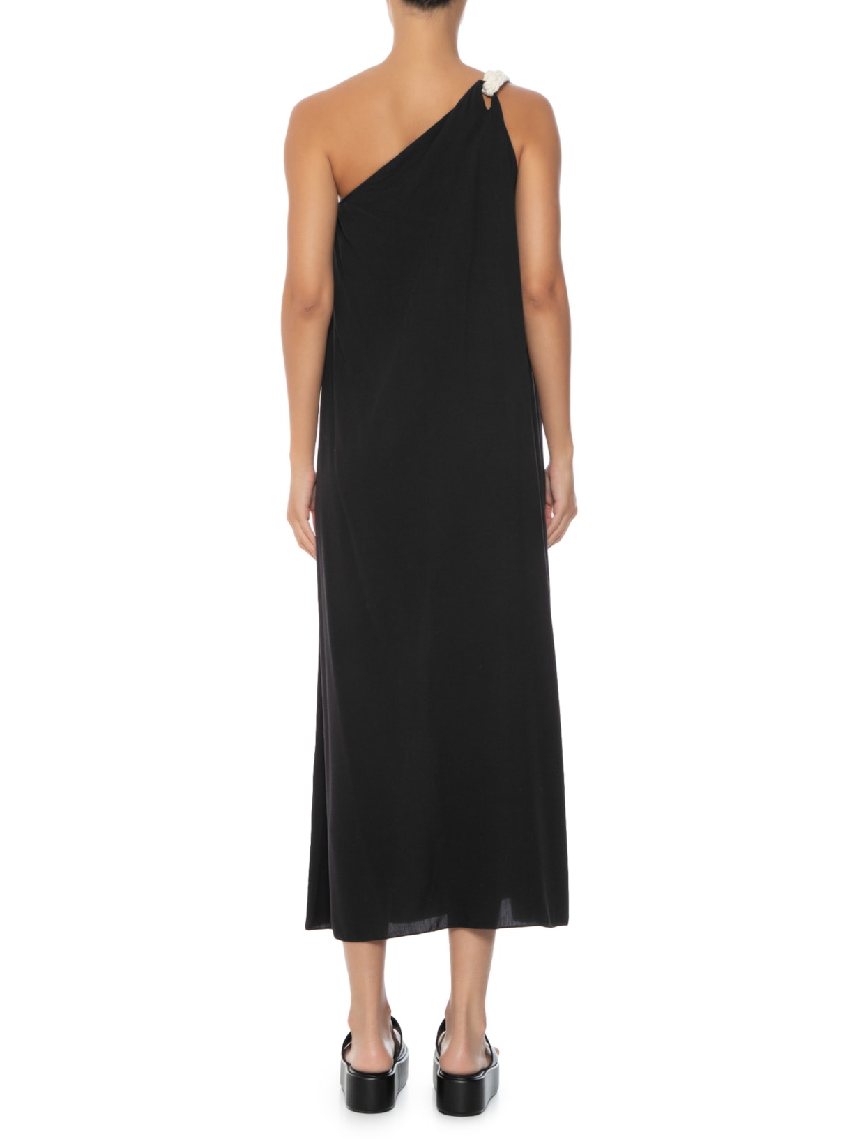 Vestido Midi Alça Cadarço Trançado Preto Dress To
