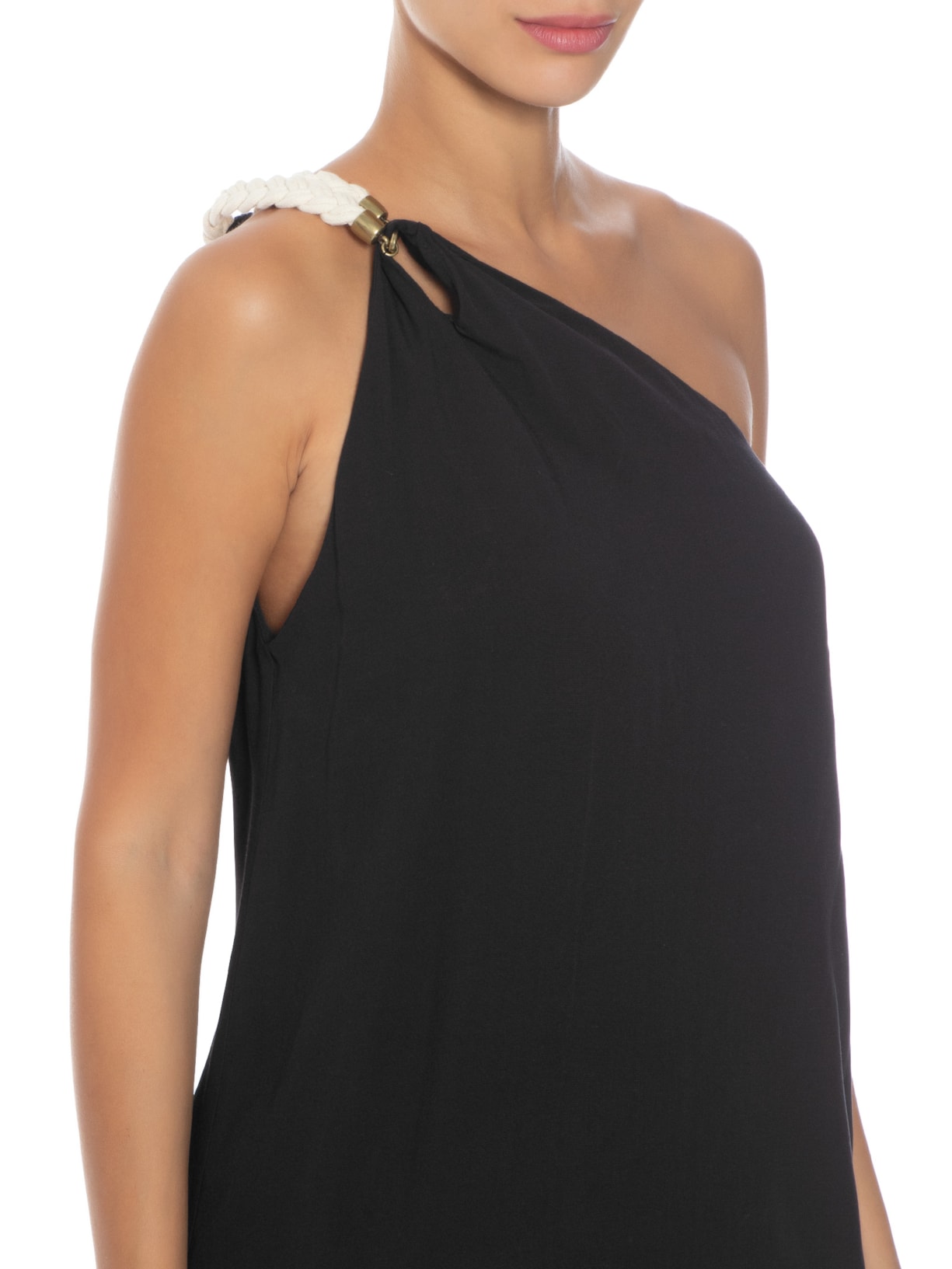 Vestido Midi Alça Cadarço Trançado Preto Dress To