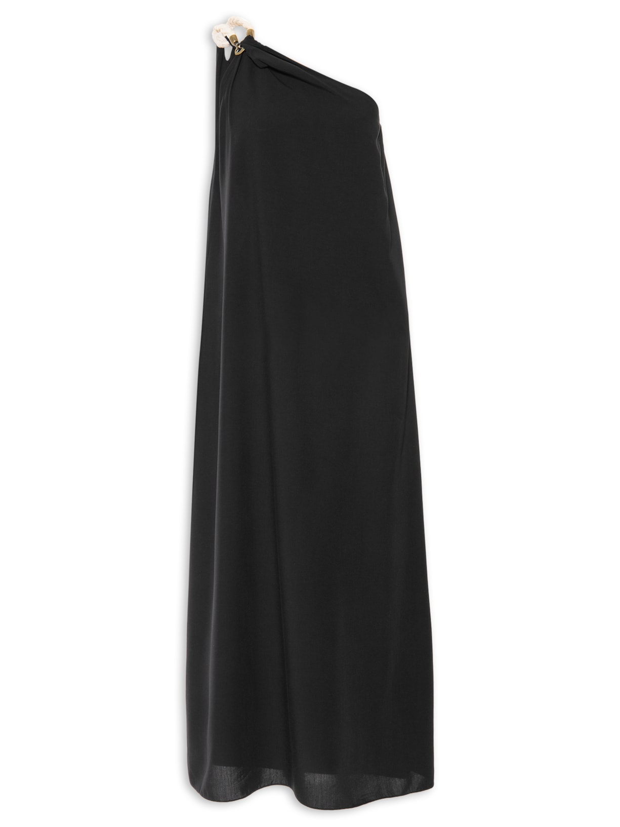 Vestido Midi Alça Cadarço Trançado - Preto