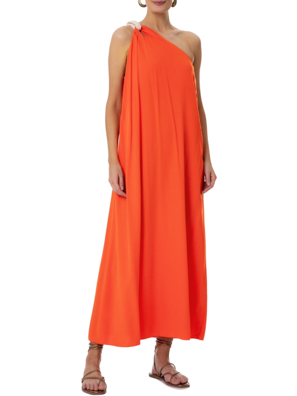 Vestido Midi Alça Cadarço Trançado Vermelho Dress To