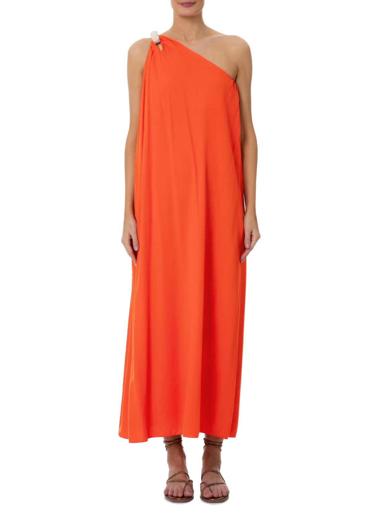 Vestido Midi Alça Cadarço Trançado Vermelho Dress To