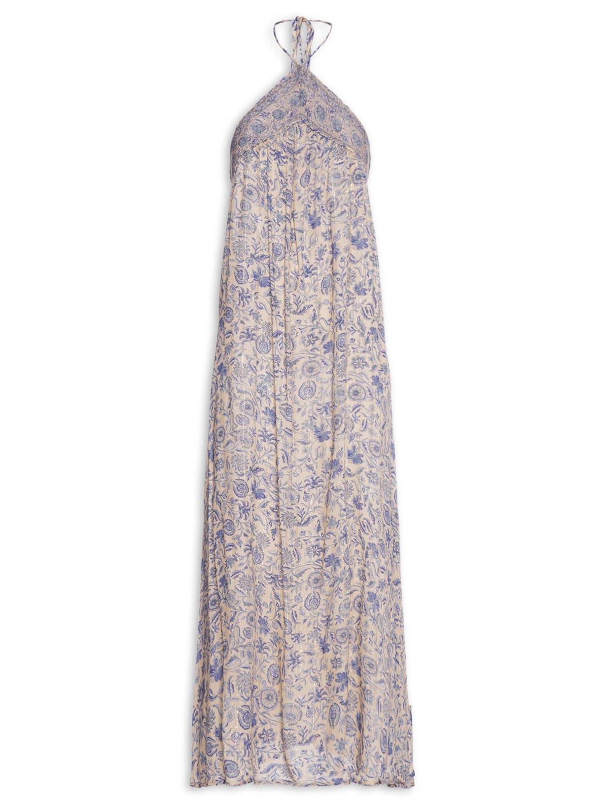 Vestido Midi Alça Estampa Céu Azul Maria Filó