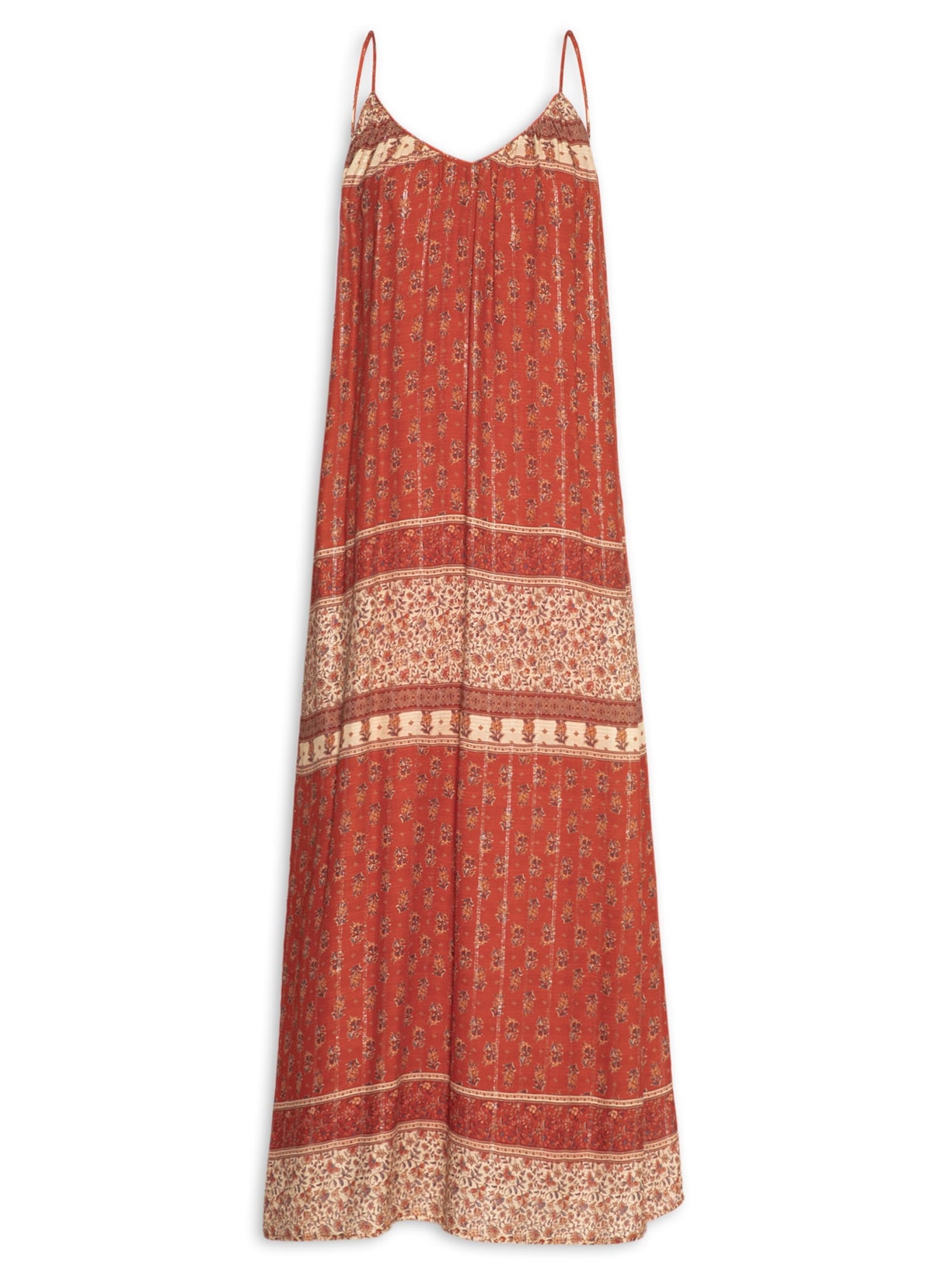 Vestido Midi Alça Estampa Chilli Vermelho Maria Filó