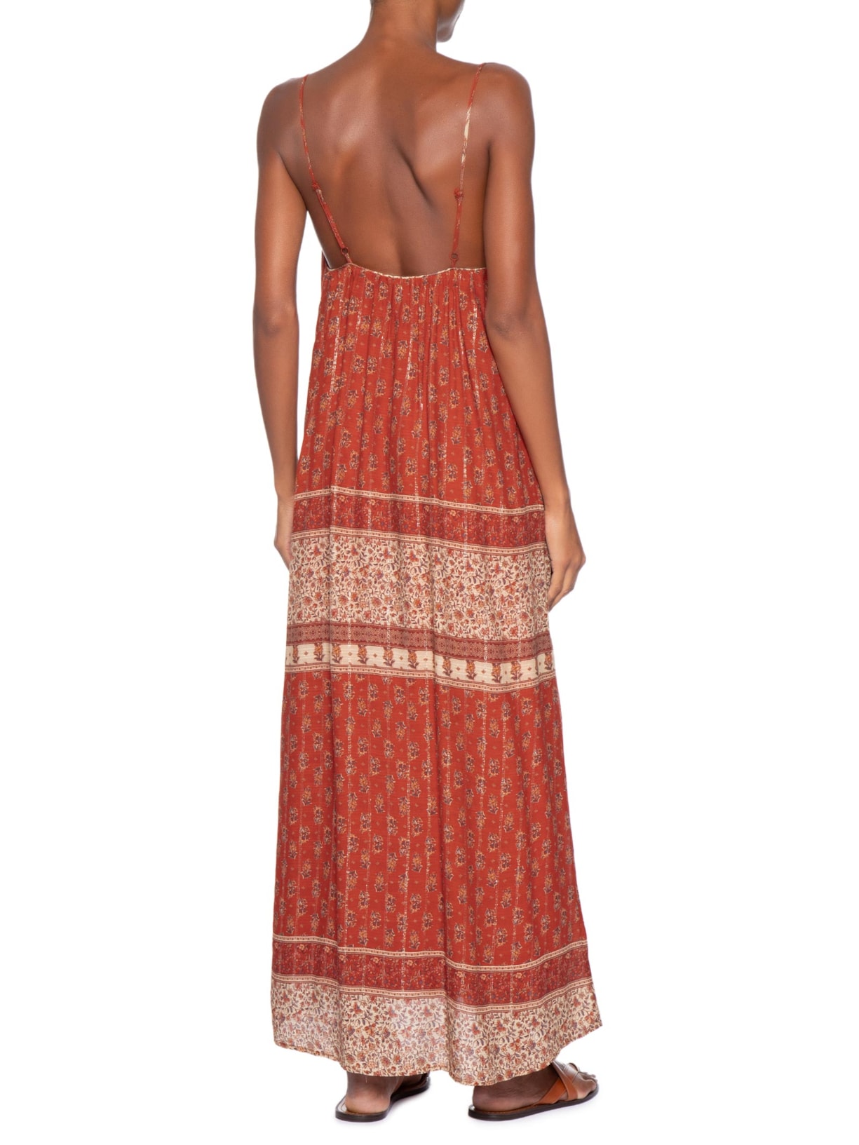 Vestido Midi Alça Estampa Chilli Vermelho Maria Filó