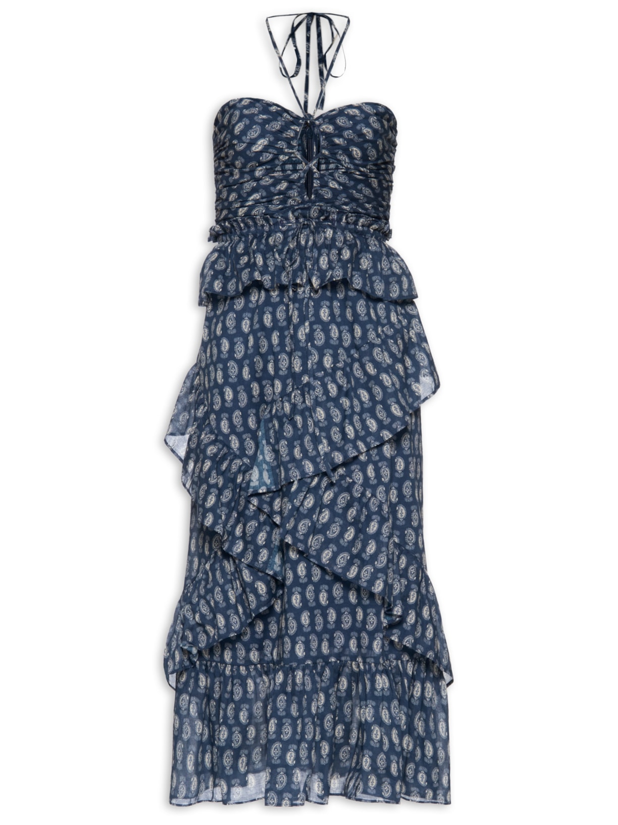 Vestido Midi Alça Estampa Goa - Azul