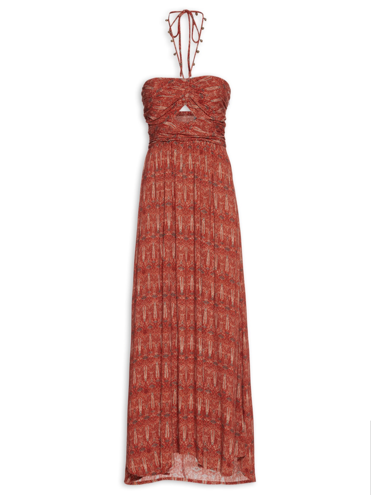 Vestido Midi Alça Estampa Hali - Vermelho