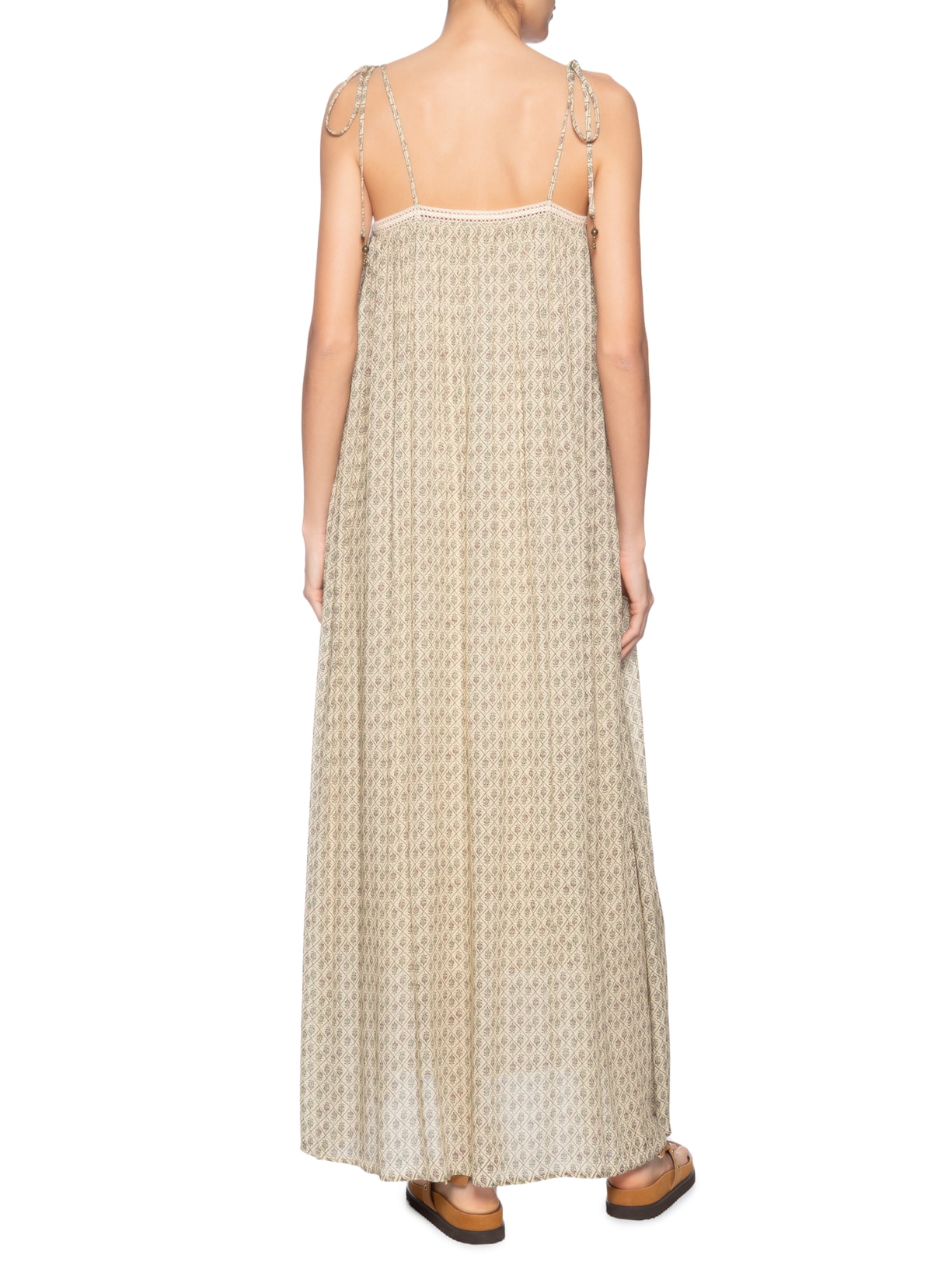 Vestido Midi Alça Estampa Lupine Bege Maria Filó
