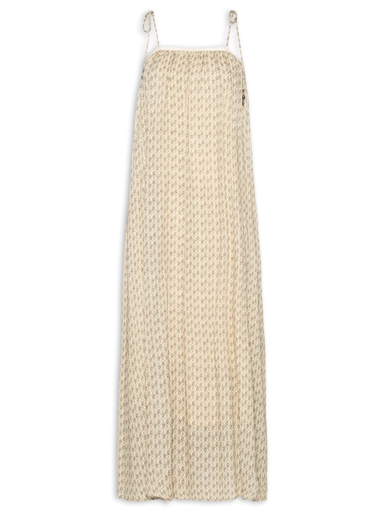 Vestido Midi Alça Estampa Lupine Bege Maria Filó