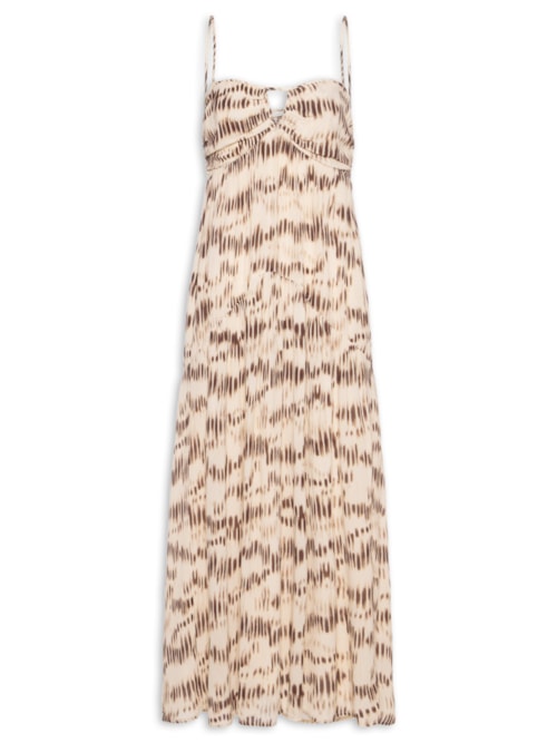 Vestido Midi Alça GGT Estampa Echo - Bege