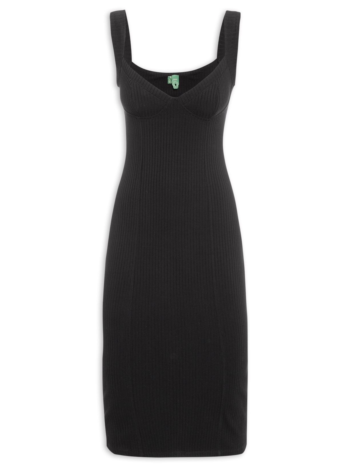 Vestido Midi Alca Larga - Preto