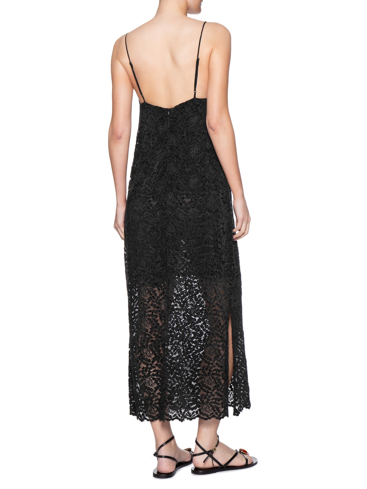 Vestido Midi Alça Renda -Preto Maria Filó