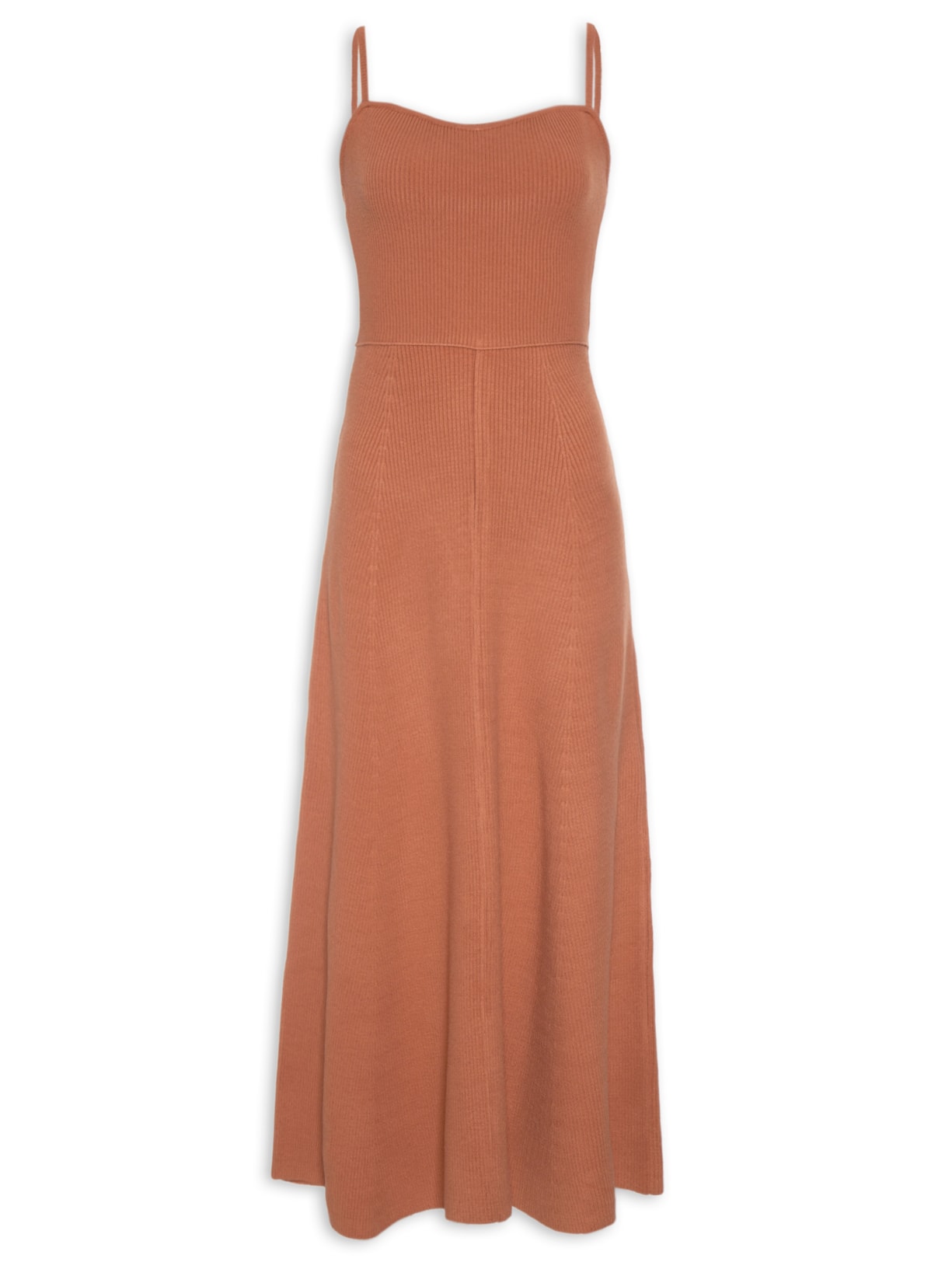 Vestido Midi Alça Tricot - Laranja