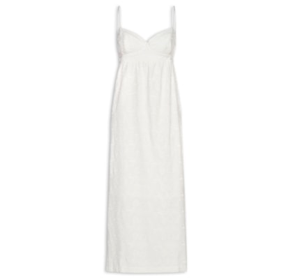 Vestido Midi Alcinha Bordado Paisley - Branco