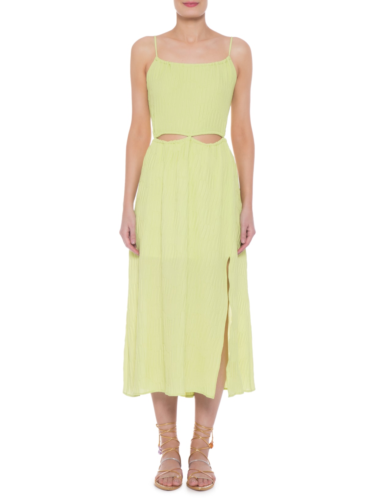 Vestido Midi Alcinha Com Recortes Verde '2Essential