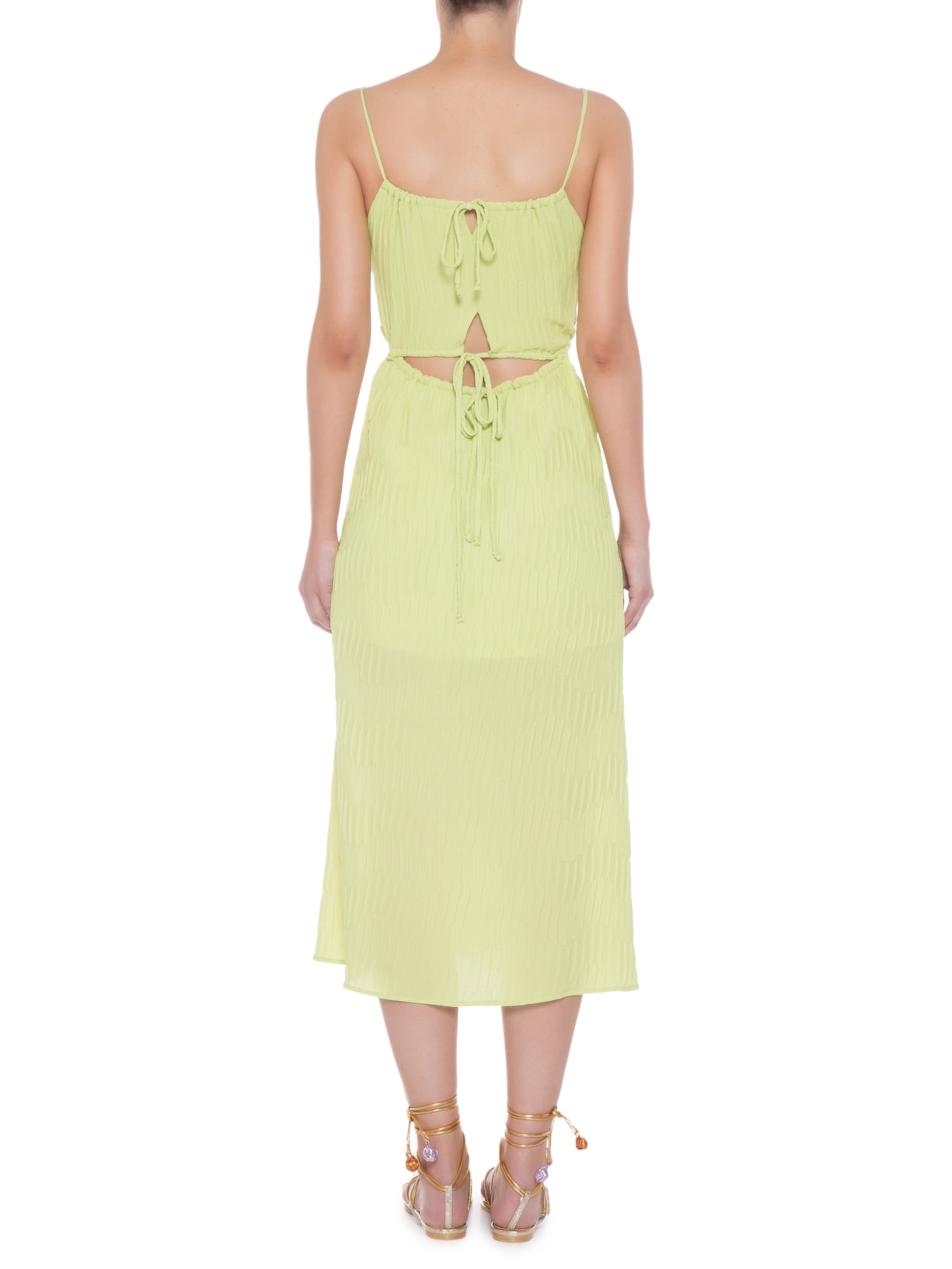 Vestido Midi Alcinha Com Recortes Verde '2Essential