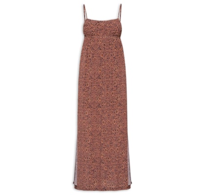 Vestido Midi Alcinha Estampa Zuma B - Marrom