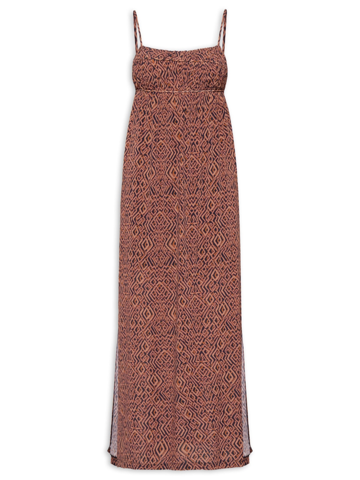 Vestido Midi Alcinha Estampa Zuma B - Marrom