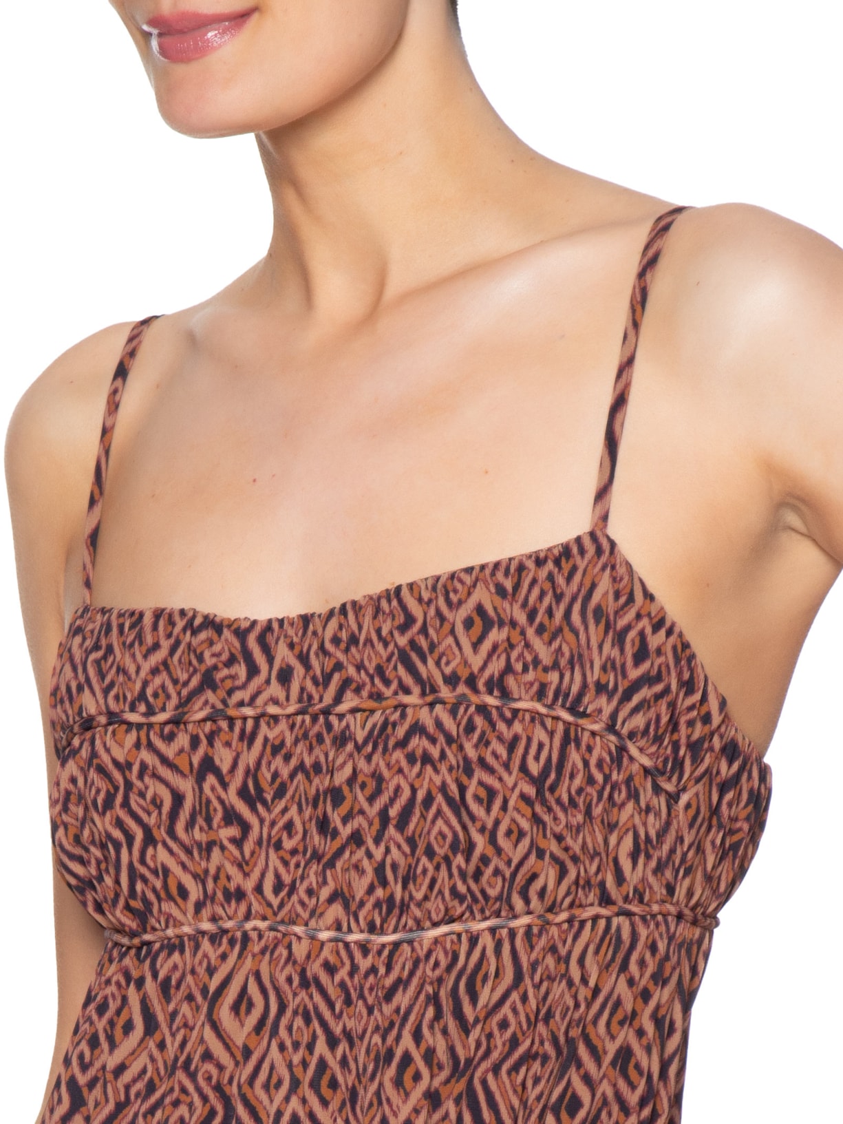Vestido Midi Alcinha Estampa Zuma B Marrom Maria Filó