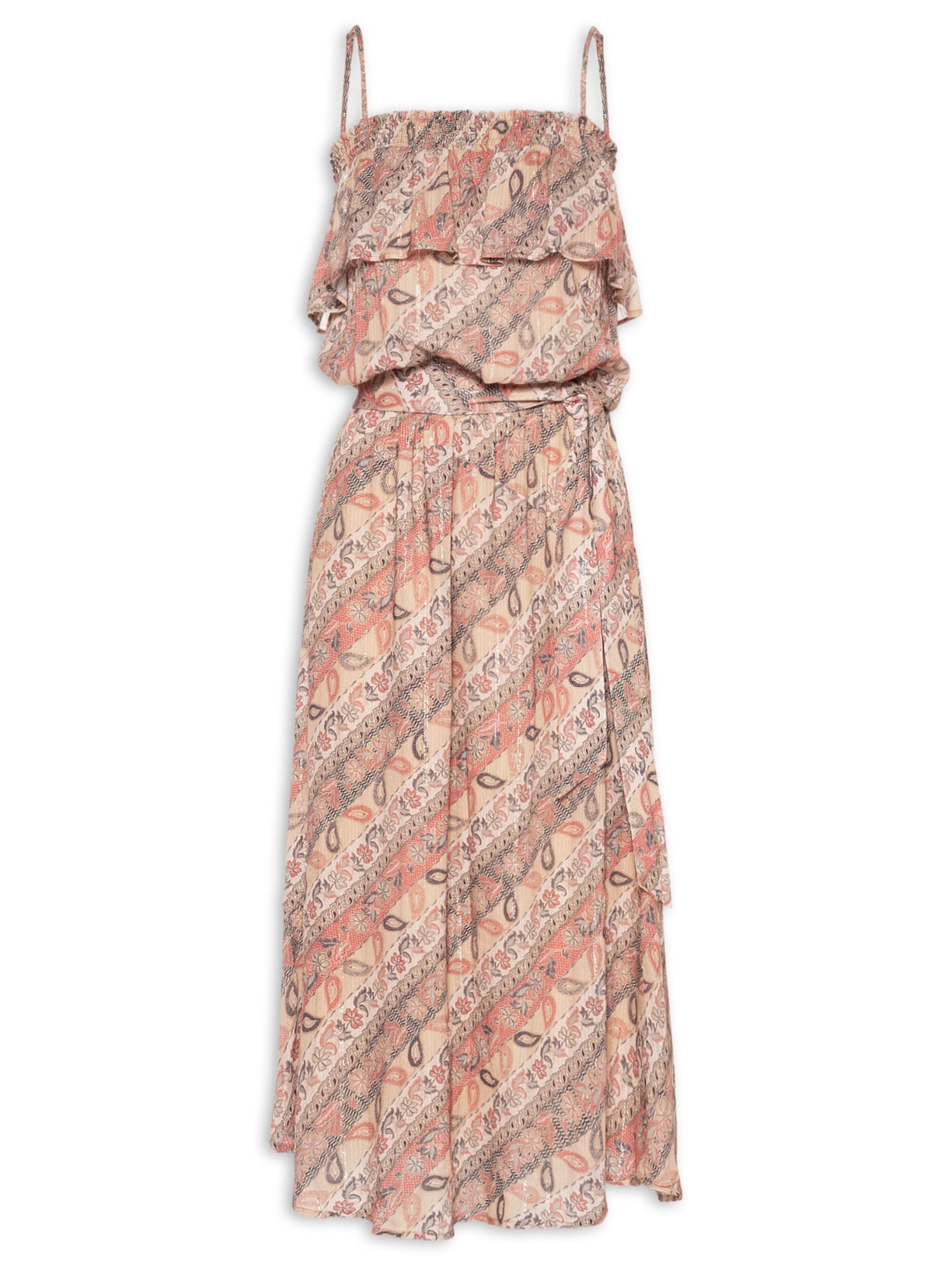 Vestido Midi Alcinha Faixa Est Belini - Rosa