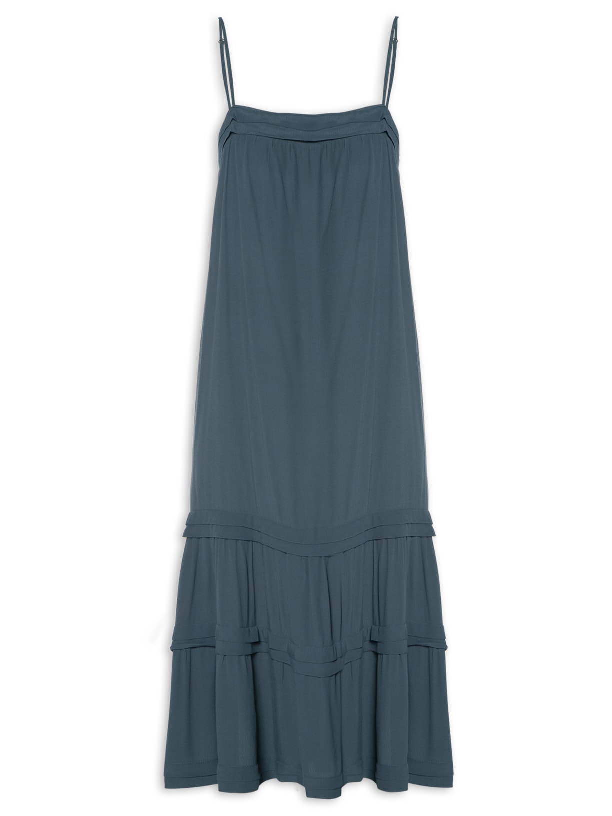 Vestido Midi Alcinha Pregas - Azul
