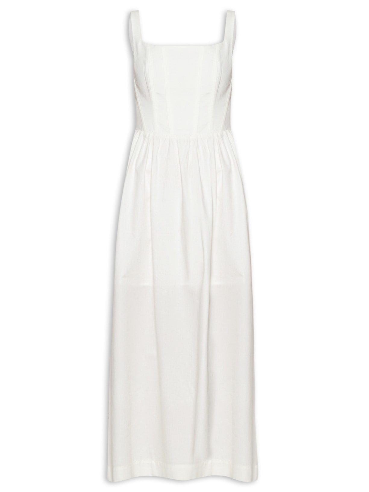 Vestido Midi Alfaiataria Pesponto - Branco