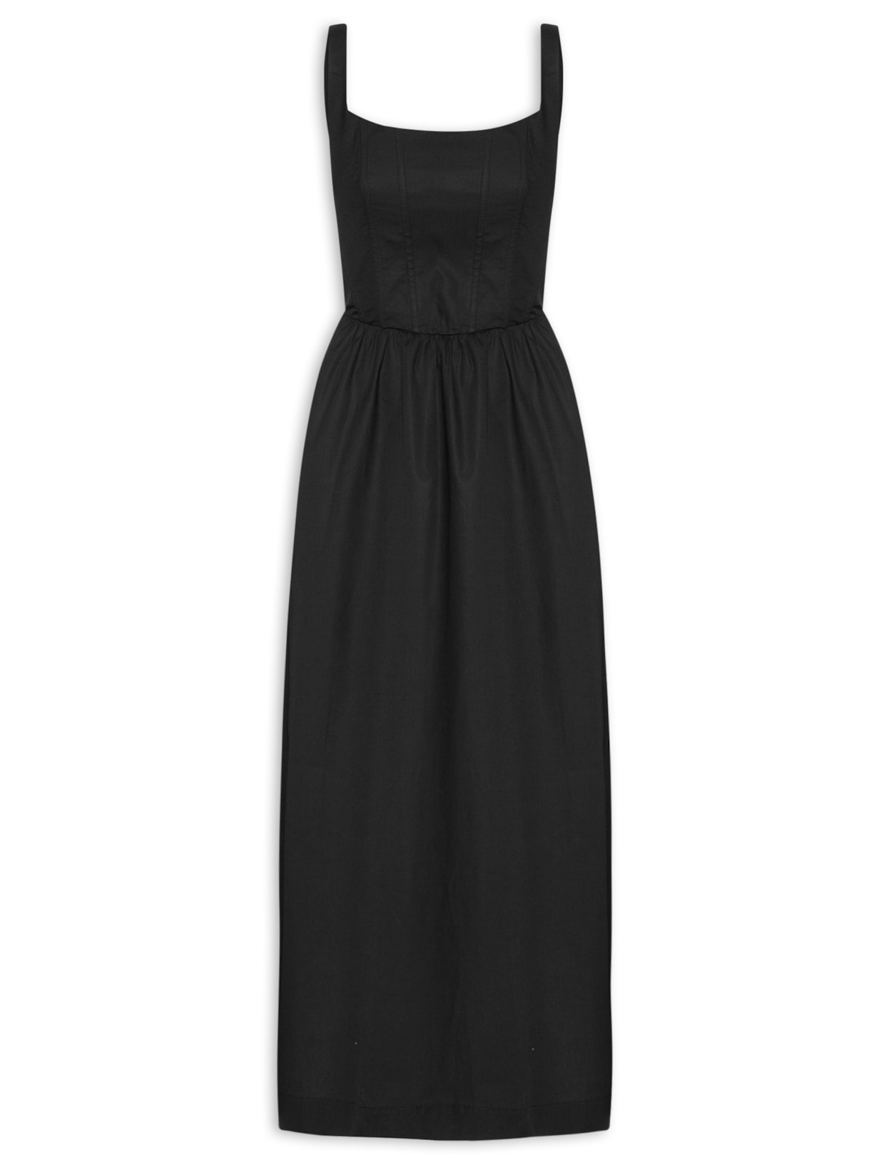 Vestido Midi Alfaiataria Pesponto - Preto
