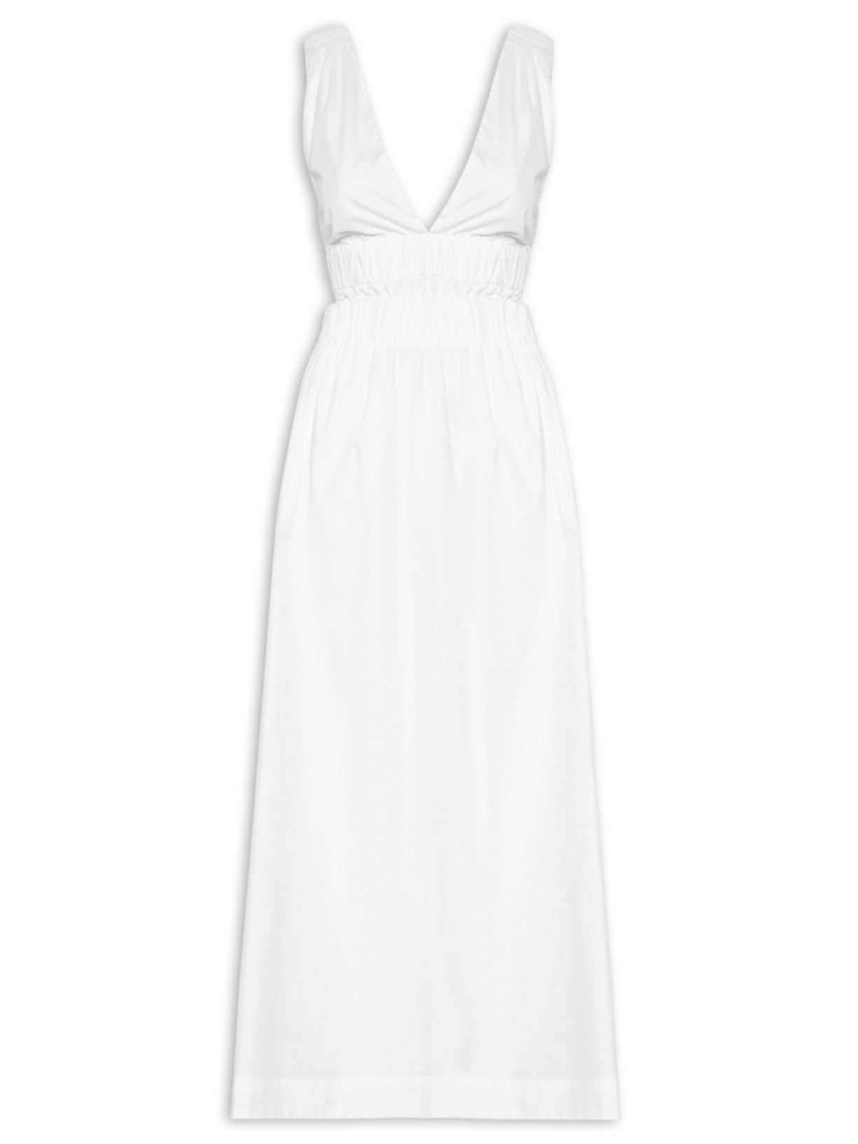 Vestido Midi Algodão Alça Elástico - Branco
