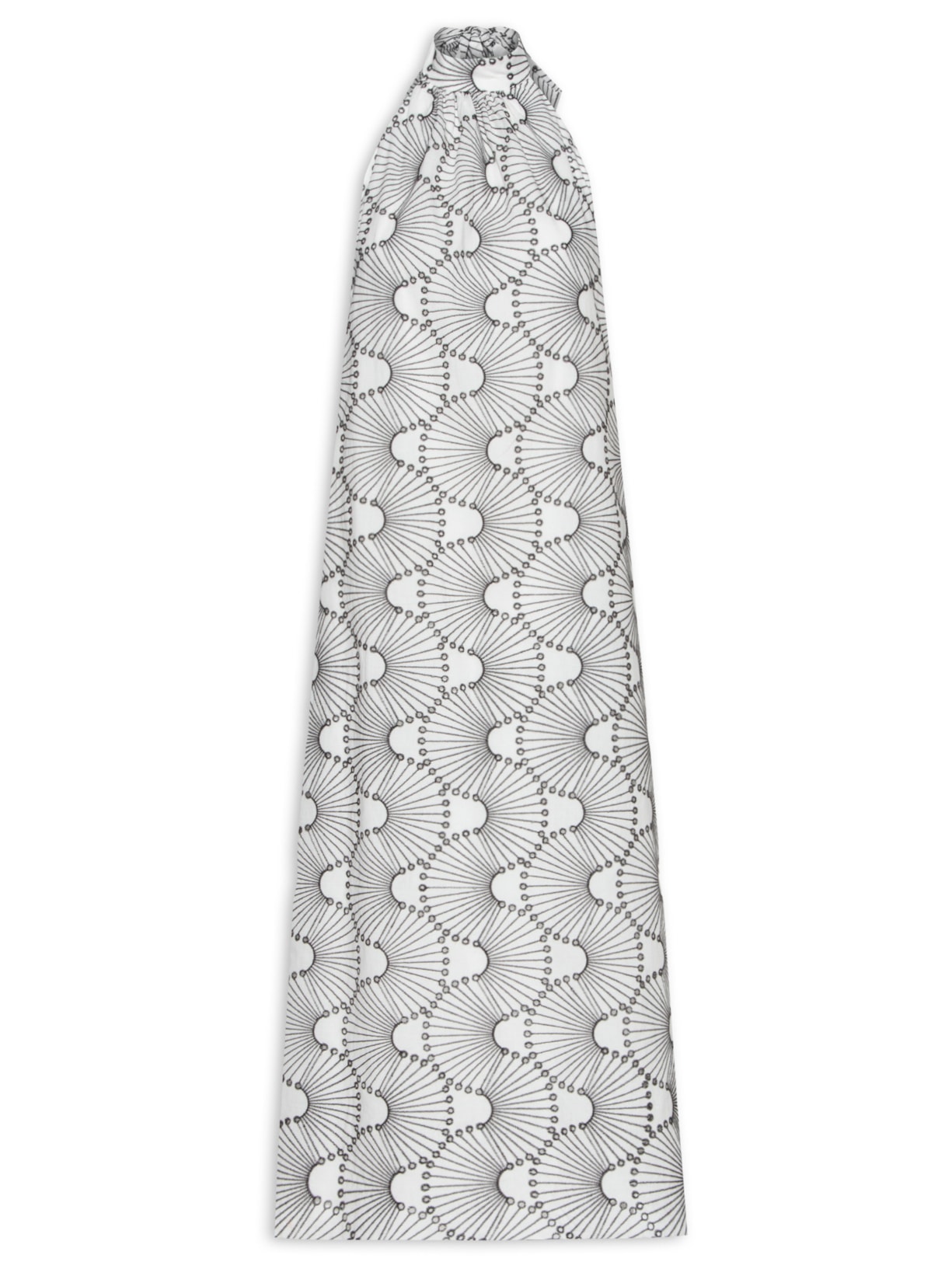 Vestido Midi Algodão Bordado Ondas - Off White